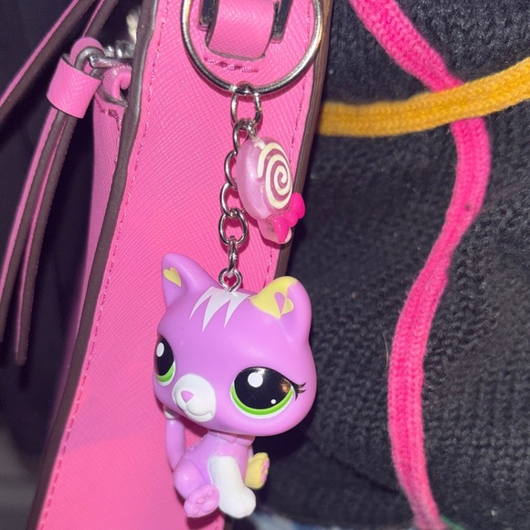 Littlest Pet Shop Purple Puma Cat Keychain purse Charm - Picture 6 of 11